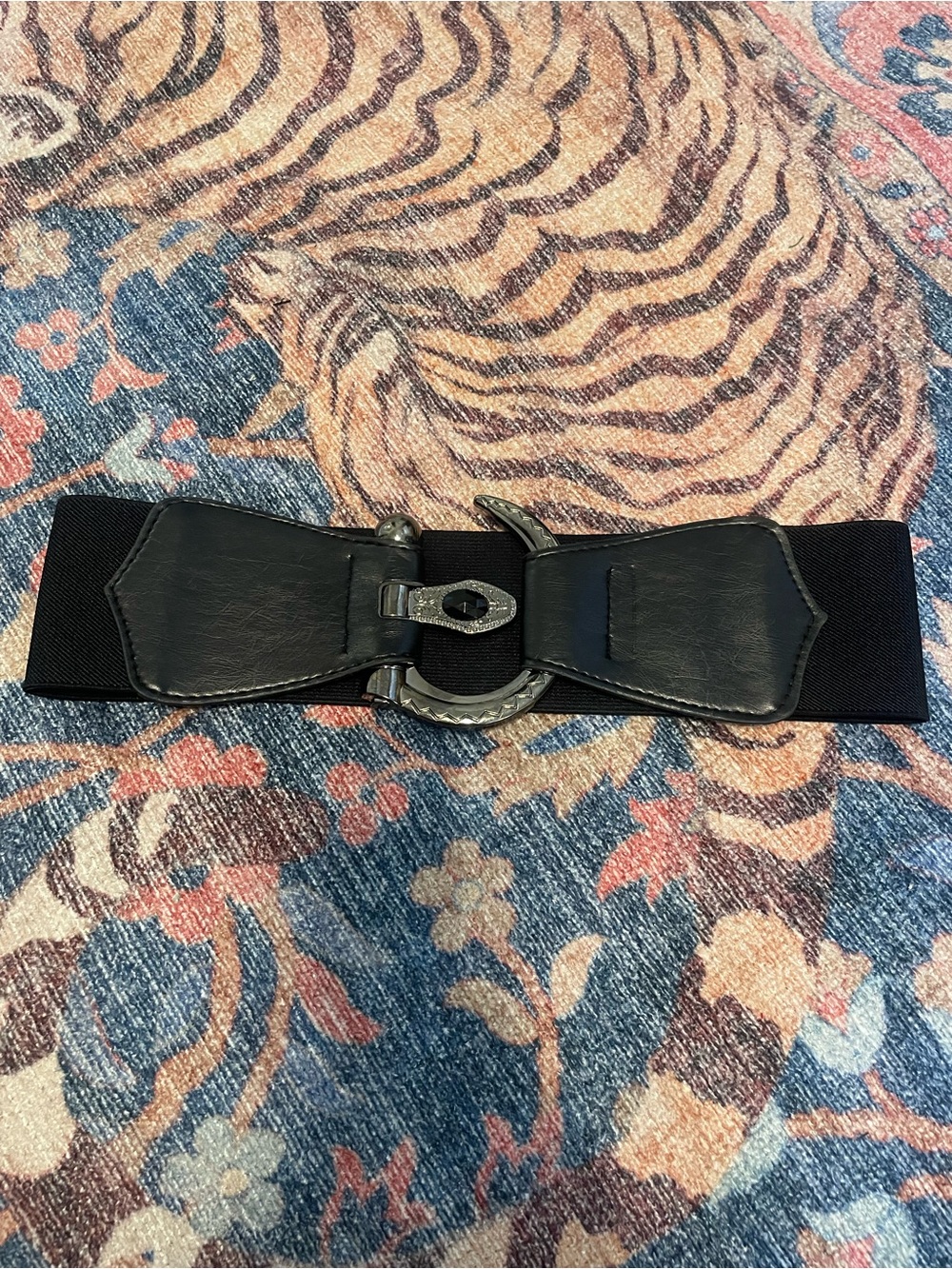 Black Elastic Western snake Waist Belt